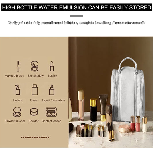 Large Capacity Cosmetic Organizer ,Travel Makeup Bag Organizer, Large Capacity Toiletry Bags For Traveling, Flat Open Waterproof PU Leather Cosmetic Bag With Compartments And Handles