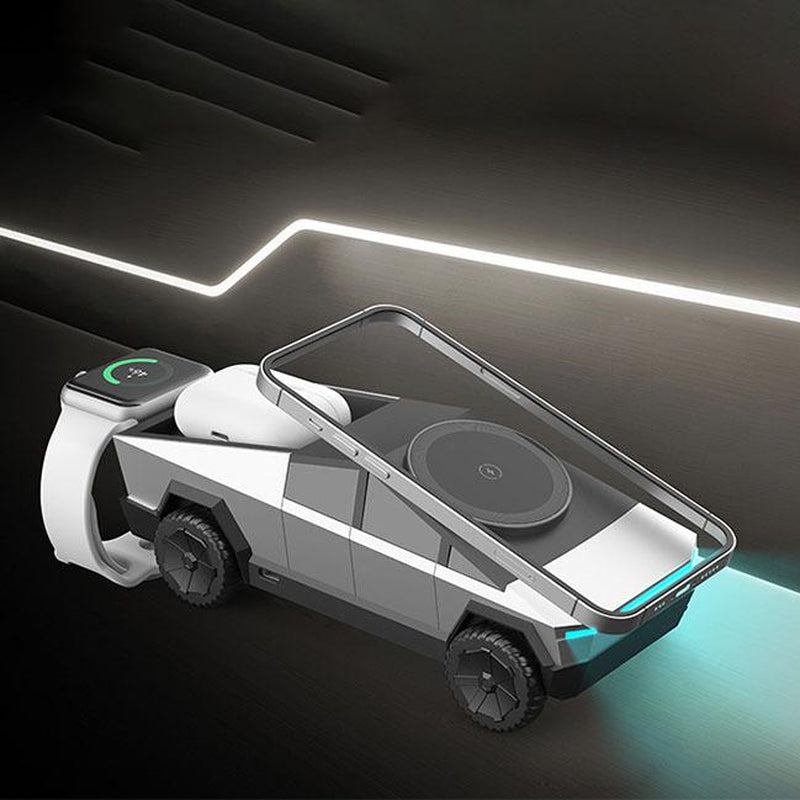 The Ultimate Cybersculpture - 3-In-1 Magsafe Charging Station | Futuristic Collectible Showpiece & Fast Wireless Dock