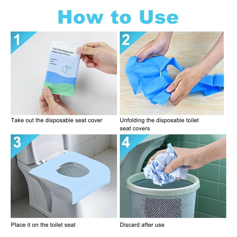 10 Packs Tear-Free Toilet Seat Covers Disposable for Adults and Kids, 16X24 Inch Waterproof Non-Slip Disposable Toilet Seat Cover for Travel, Public Toilet, Outdoors (Individual Package)