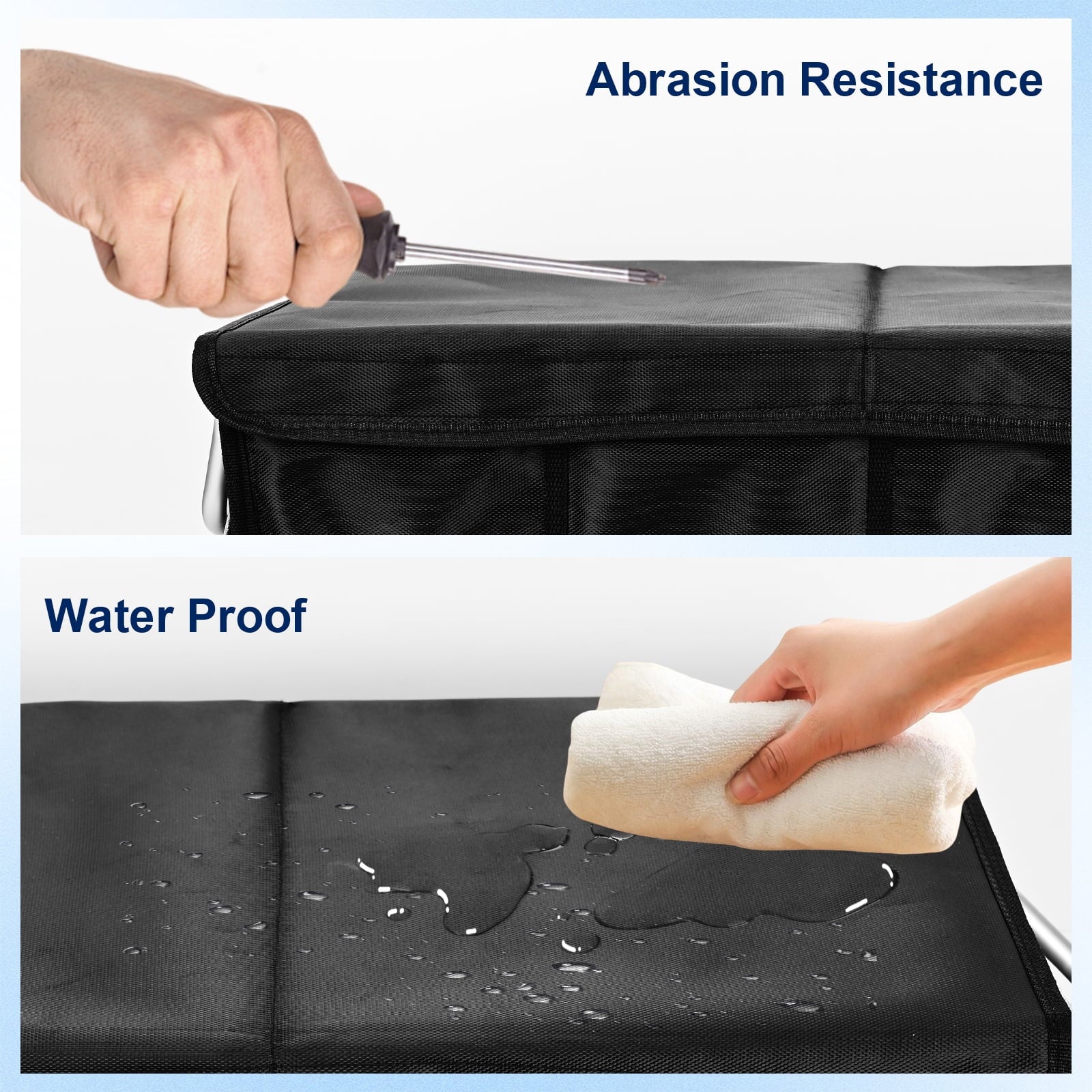 Car Trunk Organizer for SUV,  Collapsible Multi Compartments Trunk Vehicle Organizer, Waterproof Car Storage Organizer with Foldable Lid, Aluminium Handle, Non Slip Bottom (Black)