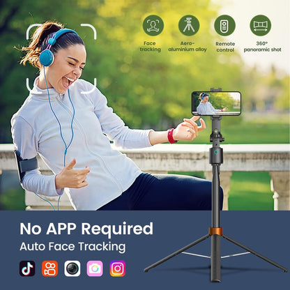 Auto Face Tracking Tripod for Iphone 70" with Light and Gesture Control, Selfie Stick for Video Recording & Tiktok Live Streaming & Content Creator