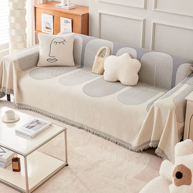 Nordic Tassel Throw Blanket Single Full Four Season Cotton Sofa Cover Dust Anti-Cat Scratch Protection Cover Sofa Blanket Carpet