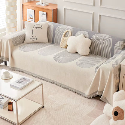 Nordic Tassel Throw Blanket Single Full Four Season Cotton Sofa Cover Dust Anti-Cat Scratch Protection Cover Sofa Blanket Carpet