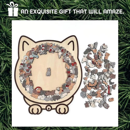 135Pcs Cat-Shaped Wooden Puzzle Creative Gifts for Stress Relief Cat Lovers Puzzle Collectors Home Decor Cartoon Jigsaw Toys