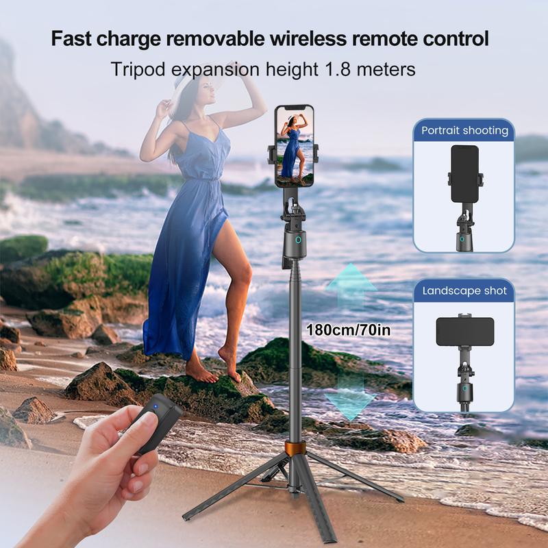 Auto Face Tracking Tripod for Iphone 70" with Light and Gesture Control, Selfie Stick for Video Recording & Tiktok Live Streaming & Content Creator