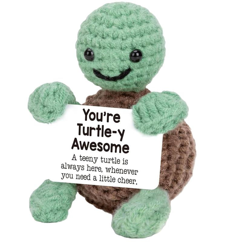 Crochet Emotional Support Positive Energy Handmade Crafts Creative & Cute Funny Playful Crochet Pieces Birthday Gifts Party Decorations with Positive Uplifting Messages - Artificial