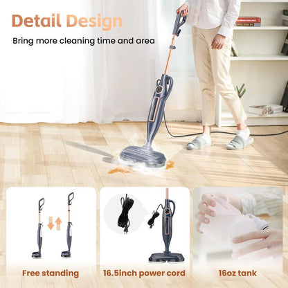 DEVOAC VM6 Electric Rotating Steam Mop & Household Steam Cleaner, 10-In-1 Steam Mop, 3 Adjustable Steam Levels,Floors Clean, Kitchen, Tiles, Walls, Cabinets, Gaps; Fast Heat-Up, Removes Grease and Grime, Multi-Purpose Cleaning Tool