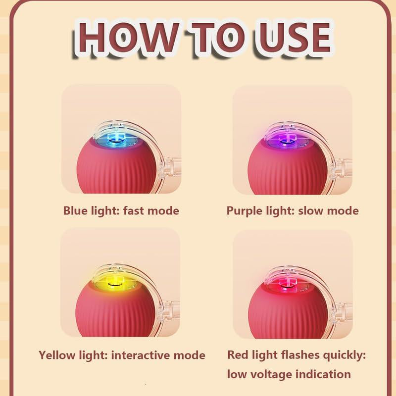 2025 New Interactive Cat Toys Balls,Automatic Moving Cat Balls, Cat Toys for Bored Indoor Cats（Red）