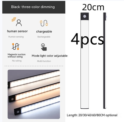Smart Infrared Sensor Lamp Wireless Magnetic Long Cabinet Light With Rechargeable Hallway Wardrobe