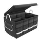 Car Trunk Organizer for SUV,  Collapsible Multi Compartments Trunk Vehicle Organizer, Waterproof Car Storage Organizer with Foldable Lid, Aluminium Handle, Non Slip Bottom (Black)
