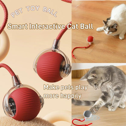 2025 New Interactive Cat Toys Balls,Automatic Moving Cat Balls, Cat Toys for Bored Indoor Cats（Red）