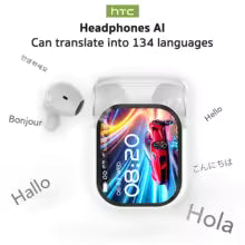Auriculares inalámbricos AI TRANSLATE HTC NE20 Bluetooth 5.4 con pantalla LED, alta fidelidad, impermeables | Ideales para oficina, deporte, estudio y llamadas de audio | Micrófono integrado | Auriculares