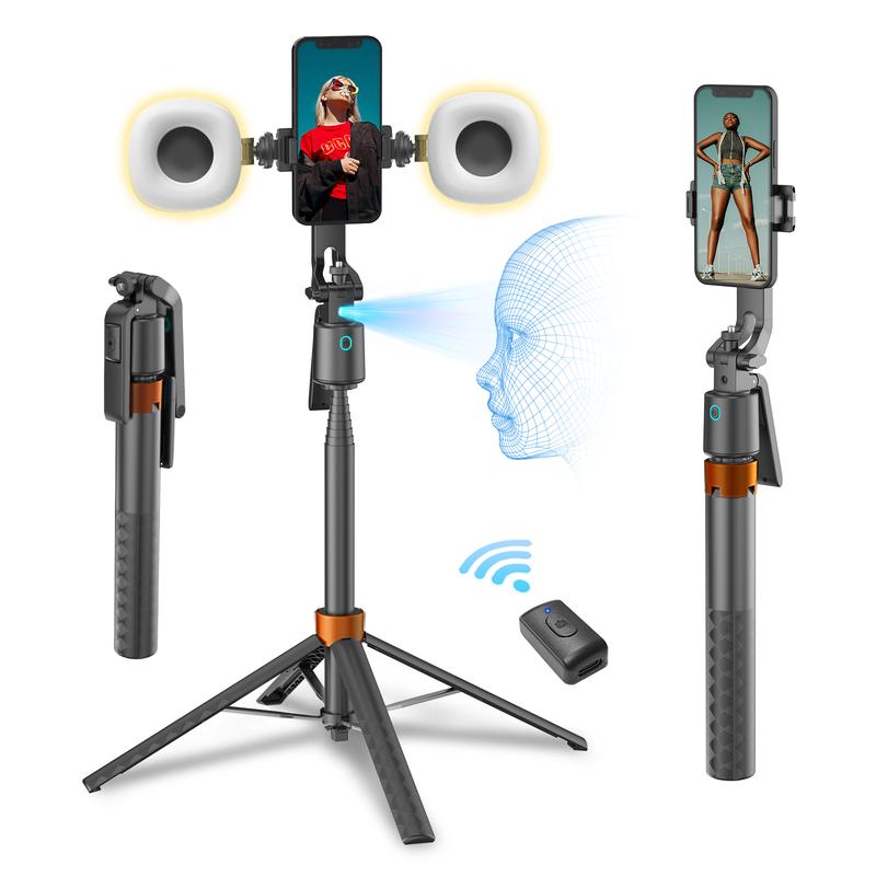 Auto Face Tracking Tripod for Iphone 70" with Light and Gesture Control, Selfie Stick for Video Recording & Tiktok Live Streaming & Content Creator