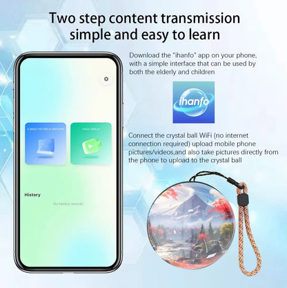 3D Crystal Ball DIY LCD Video Player WIFI Playback Photo Display Electronic Ball Suitable for Concert Fans Gift