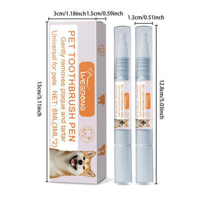 2 PCS 2025 New Pet Toothbrush Pen Pet Tooth Whitening, Dental Care Gel, Ergonomic Brightening Pens for Dog Cats Dental Care Fresh Breath