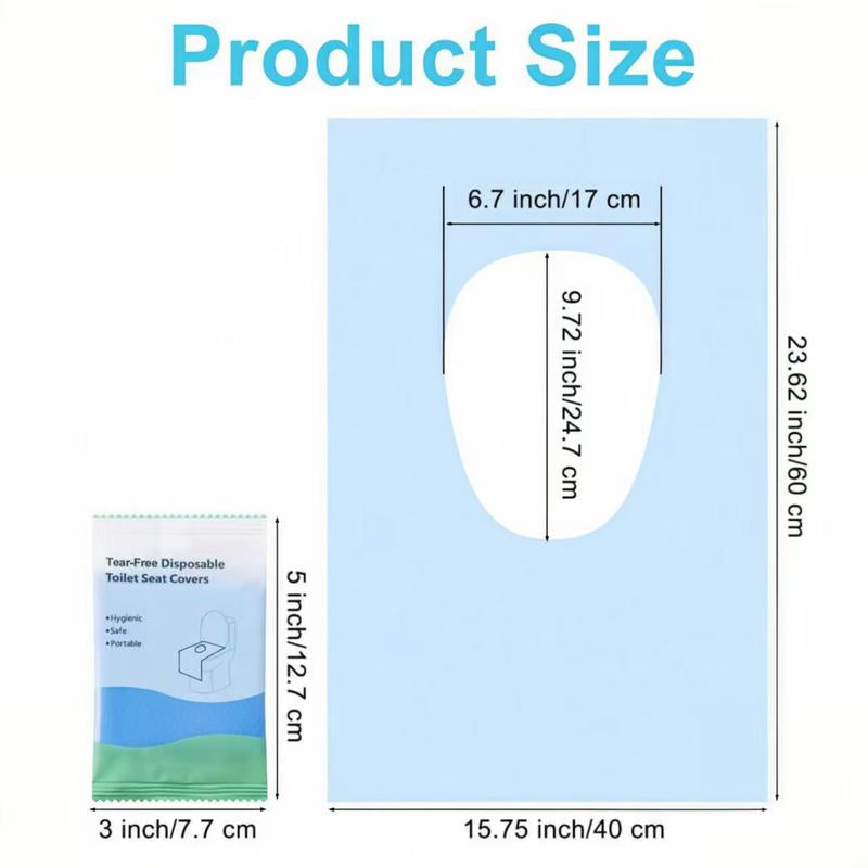 10 Packs Tear-Free Toilet Seat Covers Disposable for Adults and Kids, 16X24 Inch Waterproof Non-Slip Disposable Toilet Seat Cover for Travel, Public Toilet, Outdoors (Individual Package)