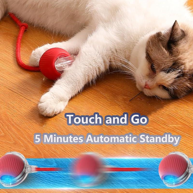 2025 New Interactive Cat Toys Balls,Automatic Moving Cat Balls, Cat Toys for Bored Indoor Cats（Red）