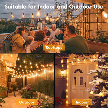 Brightown Outdoor String Lights with Shatterproof ST38 Dimmable Edison Bulbs, Waterproof, 2700K Warm Light, Perfect for Backyard, Patio, Garden, Deck, Party, and Xmas Decor, Great Gift Idea Led Lighting