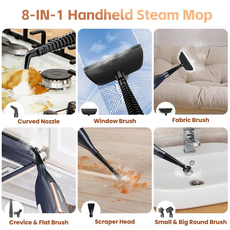DEVOAC VM6 Electric Rotating Steam Mop & Household Steam Cleaner, 10-In-1 Steam Mop, 3 Adjustable Steam Levels,Floors Clean, Kitchen, Tiles, Walls, Cabinets, Gaps; Fast Heat-Up, Removes Grease and Grime, Multi-Purpose Cleaning Tool
