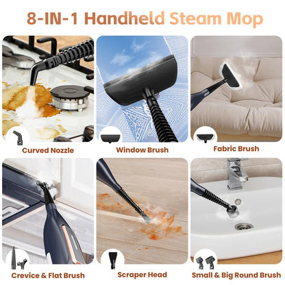 DEVOAC VM6 Electric Rotating Steam Mop & Household Steam Cleaner, 10-In-1 Steam Mop, 3 Adjustable Steam Levels,Floors Clean, Kitchen, Tiles, Walls, Cabinets, Gaps; Fast Heat-Up, Removes Grease and Grime, Multi-Purpose Cleaning Tool
